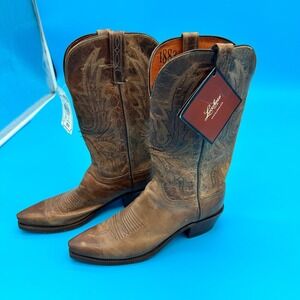 Lucchese 1883 Tan Leather Western Cowboy Boots N4540 Snip Toe Made in USA